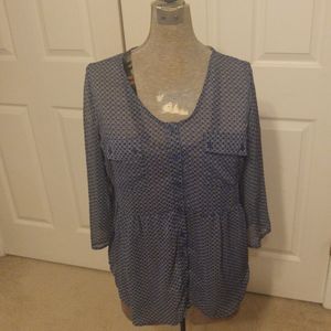 3/$20 Mossimo Blue Sheer Button Up Blouse